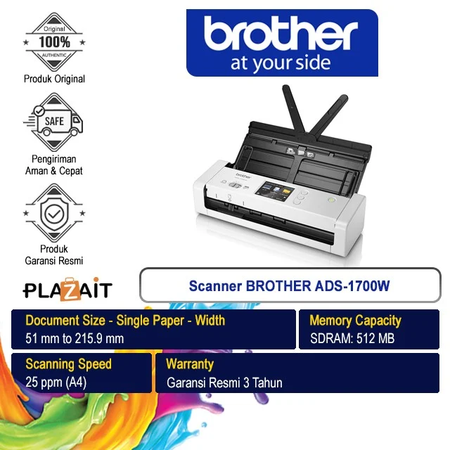 Brother Scanner ADS-1700W Portable Compact Wireless Document