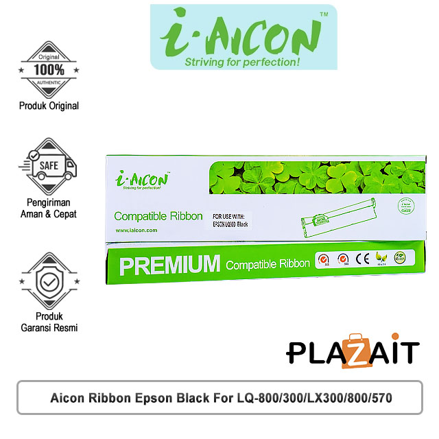 Aicon Ribbon Epson Black For LQ-800/300/300KII/300KIII/350K/LX300/800/570/500/580/ERC19