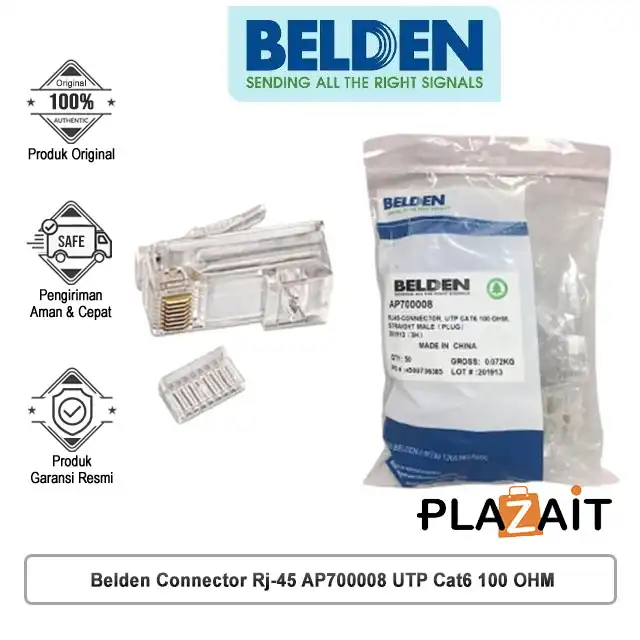 Belden Connector Rj-45 AP700008 UTP Cat6 100 OHM, Straight Male (Plug)
