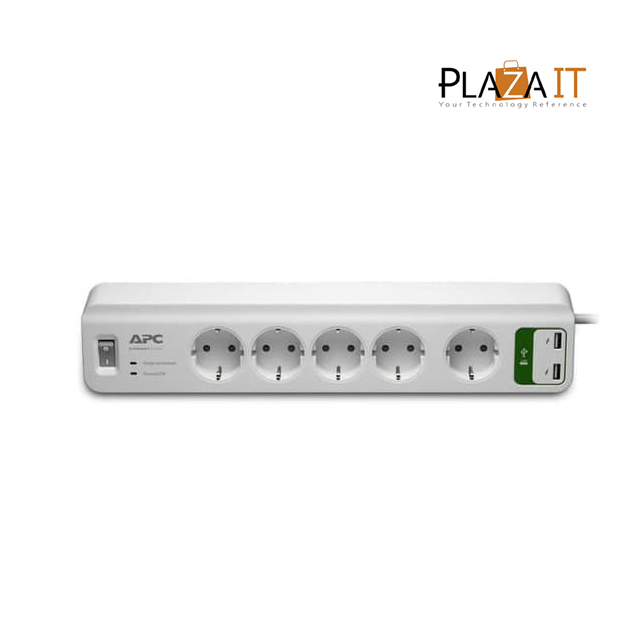 APC Surge Protector PM5UGR-GR USB 5 Out + 2 USB, 1,8 Meter
