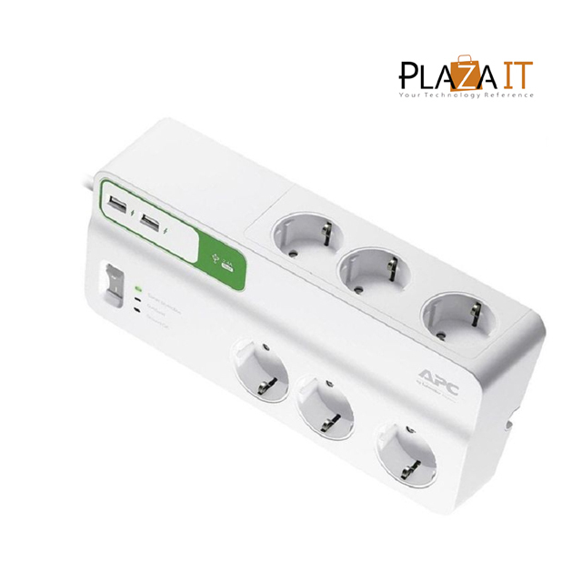 APC Surge Protector PM6UGR 6 Out + 2 USB, 1,8 Meter 2300 Watt
