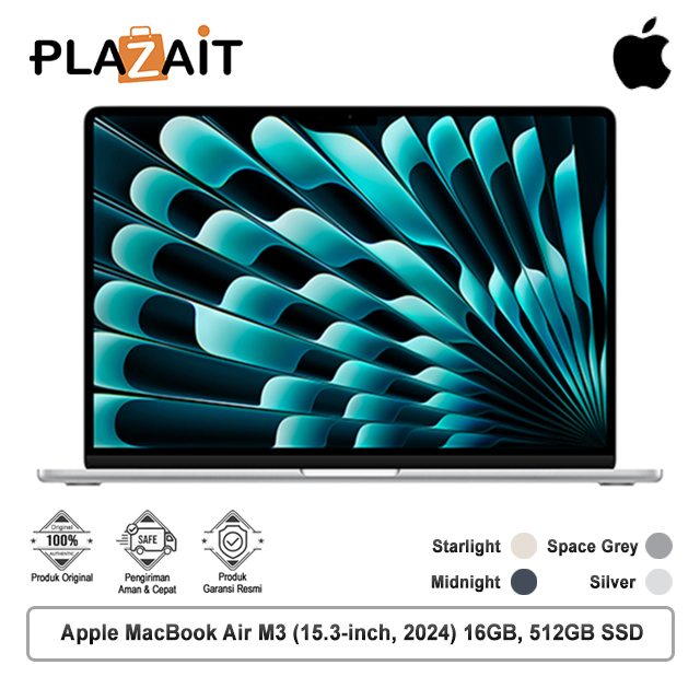 Apple MacBook Air M3 (15.3-inch) 8-core CPU and 10-core GPU - 16GB, 512GB SSD