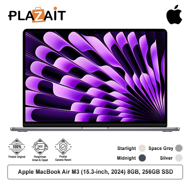 Apple MacBook Air M3 (15.3-inch) 8-core CPU and 10-core GPU - 8GB, 256GB SSD
