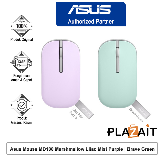 Asus Mouse MD100 Marshmallow Lilac Mist Purple | Brave Green Wireless