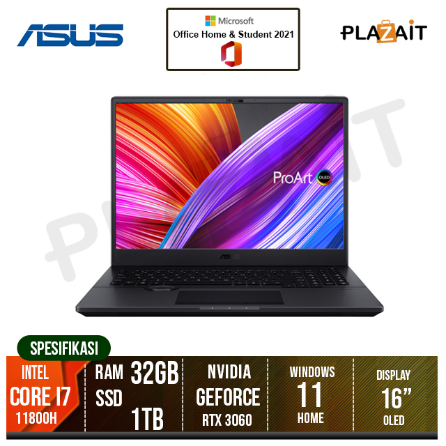 Asus ProArt Studiobook 16 H7600HM-OLED711/Intel Core i7-11800H/RTX3060 6GB/32GB/1TB SSD/16"OLED/Win 11 Home + OHS 2021/Star Black