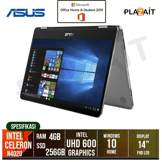 Asus VivoBook Flip 14 TP401MA /Celeron N4020/4GB/256GB SSD/14 Touch/Win 10 Home+OHS 2019/Light Grey