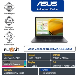 Asus Zenbook UX3402ZA-OLEDS551 /Intel Core i5-1240P/16GB/512GB SSD/Intel Iris Xe Graphics/14"OLED/Win 11+OHS/Ponder Blue/2Y