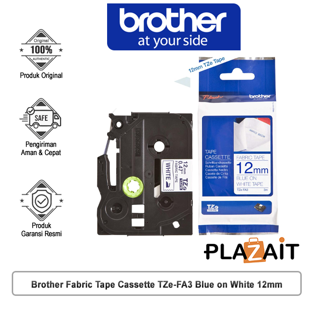 Brother Fabric Tape Cassette TZe-FA3 Blue on White 12mm