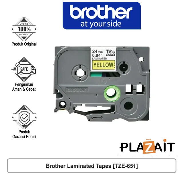 Brother Label Tape Cassete TZE-651 Laminated 24MM (Black On Yellow)