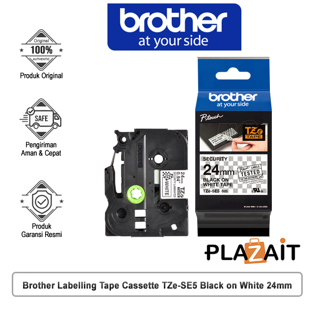 Brother Labelling Tape Cassette TZe-SE5 Black on White 24mm