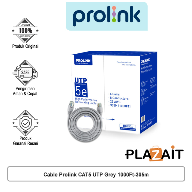 Cable Prolink CAT5 UTP Grey 1000Ft-305m