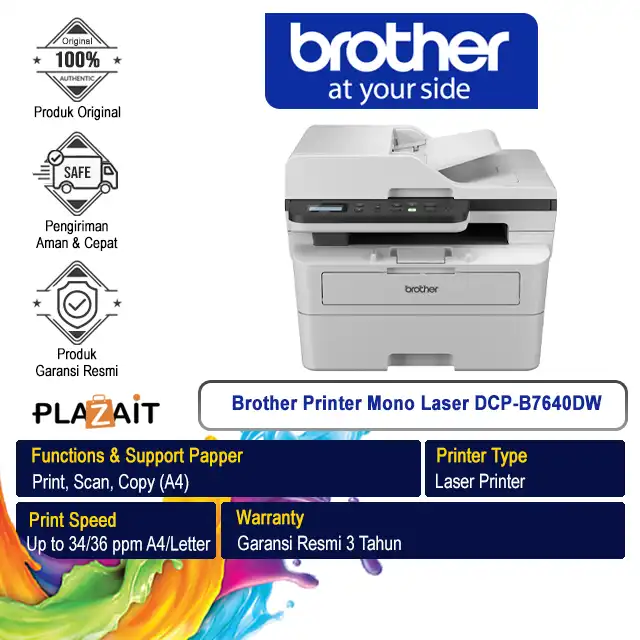 Brother Printer Mono Laser DCP-B7640DW A4 WiFi - All In One (Print, Scan, Copy)