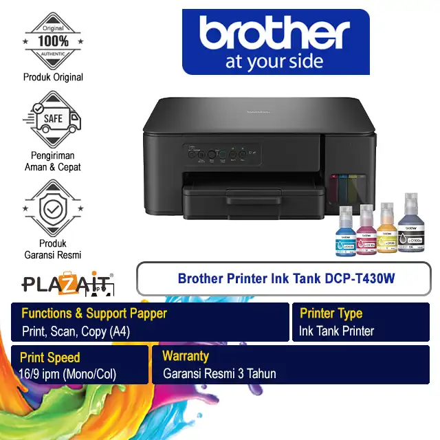 Brother Printer Ink Tank DCP-T430W A4 WiFi - All In One (Print, Scan, Copy)