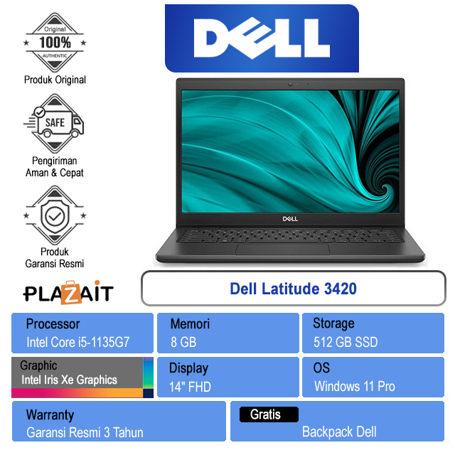 Dell Latitude 3420 /Intel Core i5-1135G7/8GB/512GB SSD/Intel Iris Xe Graphics/14" FHD/Windows 11 Pro/Black/3Y