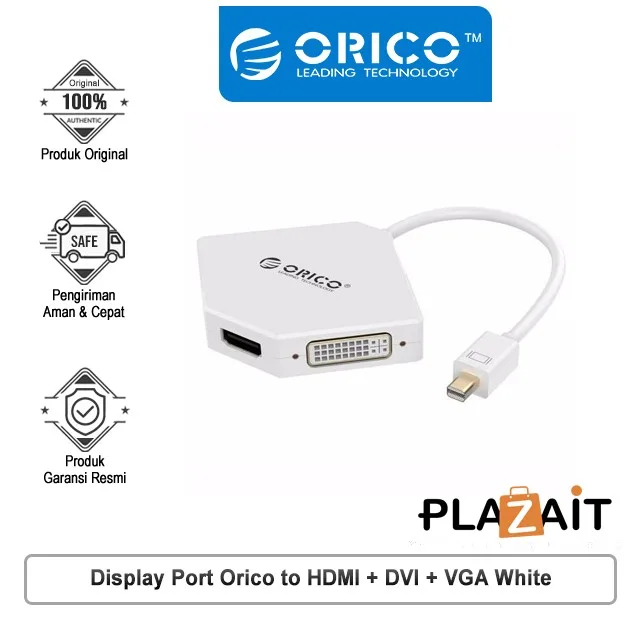 Display Port Orico to HDMI + DVI + VGA White