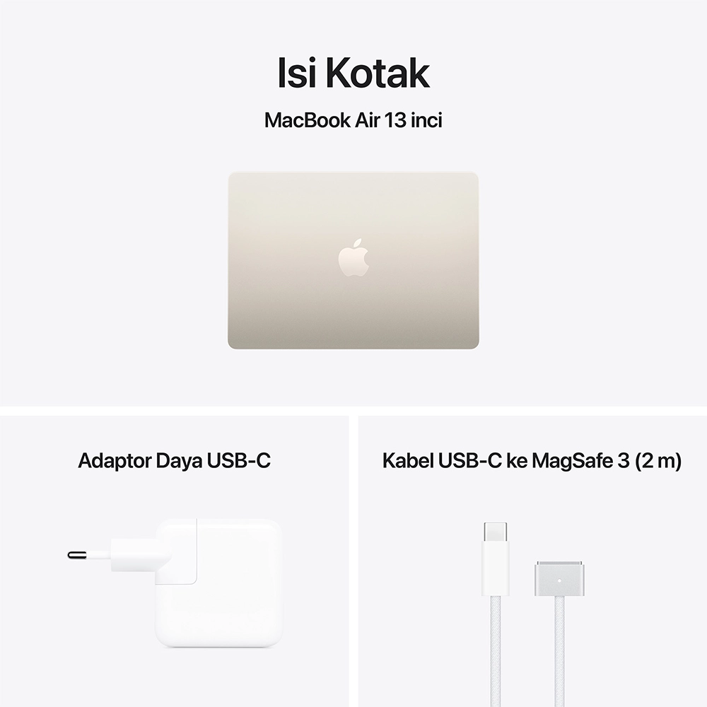 Apple Apple MacBook Air M5 (13-inch) 10-core CPU and 10-core GPU – 16GB, 1TB SSD Harga Rp 23.899.000 Toko Medan