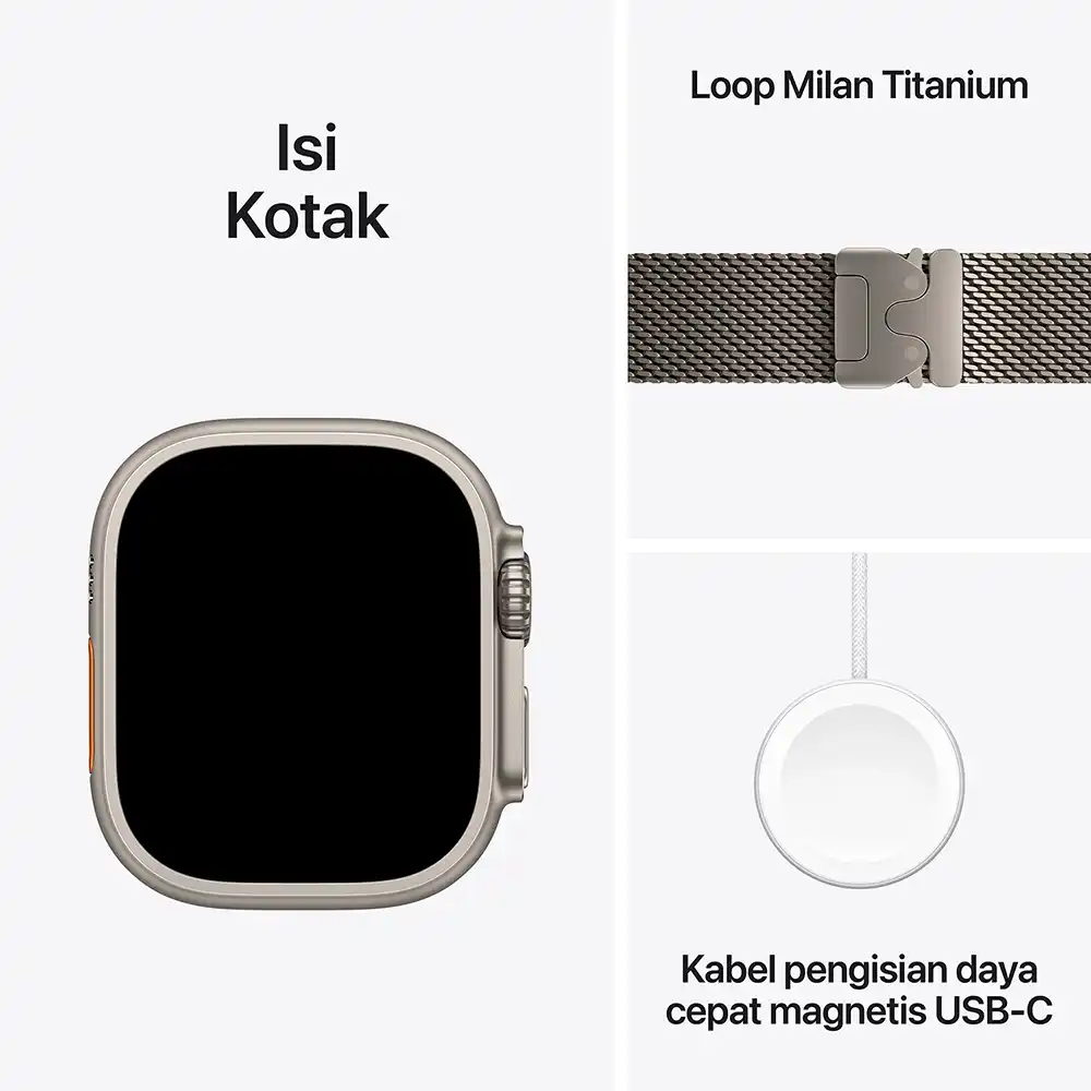 Apple Apple Watch Ultra 3 GPS + Cellular, 49mm Titanium Case with Milanese Loop Harga Rp 16.999.000 Toko Medan