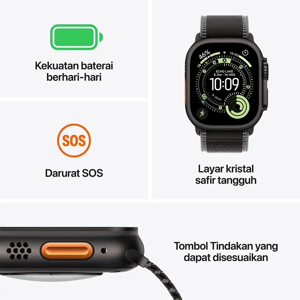 Apple Apple Watch Ultra 3 GPS + Cellular, 49mm Titanium Case with Milanese Loop Harga Rp 16.999.000 Toko Medan