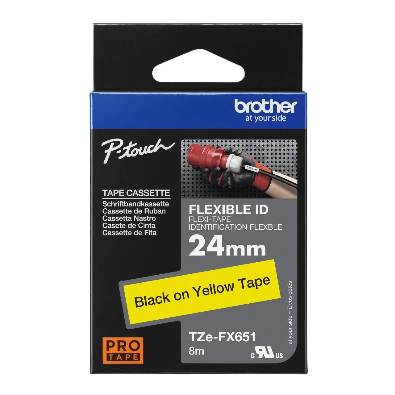 Brother Brother Label Tape TZE-FX651 24mm x 8m Black on Yellow Flexible ID Harga Rp 385.000 Toko Medan