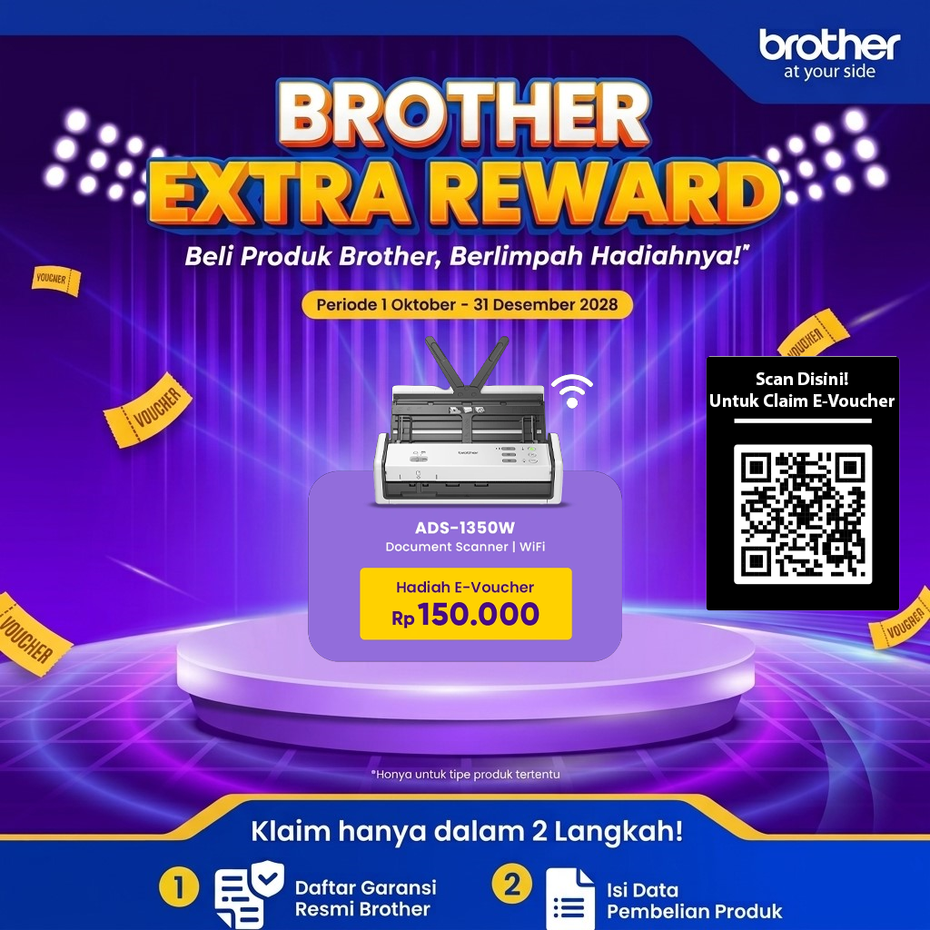 Brother Brother Scanner ADS-1350W Portable Document Harga Rp 5.300.000 Toko Medan