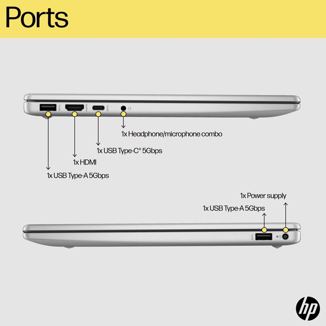 HP HP AI 14-hc0191TU - D75B5PA /Intel Core Ultra 5-225U/8GB/512GB SSD/Intel Graphics/14″ FHD/Win 11 Home+OH24+M365/Silve...