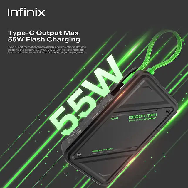 infin Infinix GTPower - XP 20 GT | 20000mAh - 55W Max Charging - Upgraded AI-Powered Battery Management - Type C Red Harga...