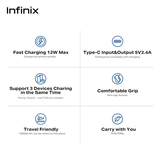 Infinix Infinix Power Bank XP10 | 10000mAh Two Way Super Fast Charging Type-C Harga Rp 149.000 Toko Medan