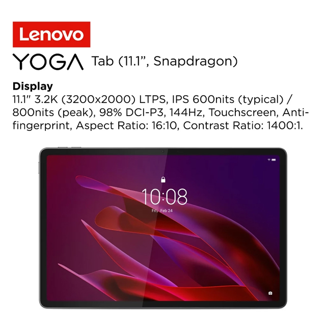 Lenovo Lenovo Yoga Tab - ZAG60275ID /Qualcomm Snapdragon 8/12GB/256GB/Qualcomm Adreno/8.8" 2.5K Touch/Android 15/Seashell/...