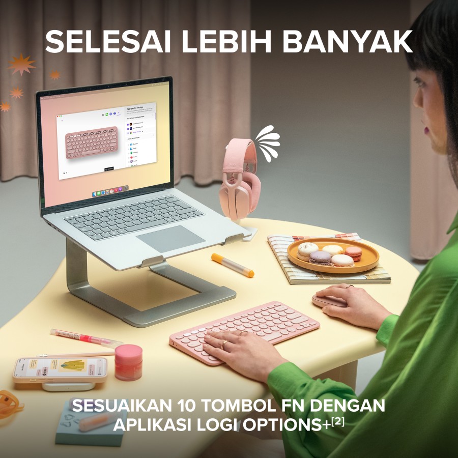 Logitech Logitech K380s Keyboard Wireless Bluetooth Multi Perangkat Pebble Keys2 Blue Harga Rp 596.000 Toko Medan