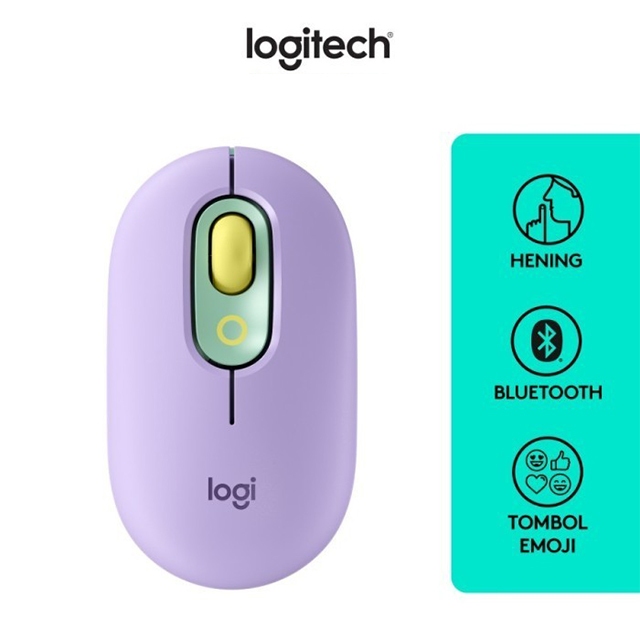 Logitech Logitech POP Mouse Wireless Bluetooth Silent Emoji Keys Blue Harga Rp 415.000 Toko Medan