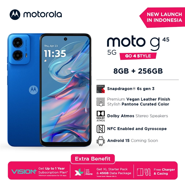 Motorola Motorola G45 5G 8/256GB - Snapdragon 6s Gen 3 - 6.5" IPS 120Hz - 5000mAh Harga Rp 2.599.000 Toko Medan