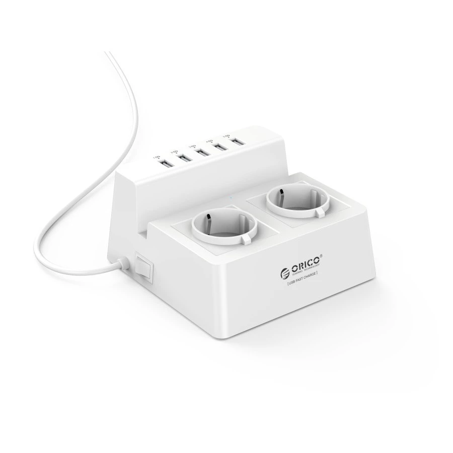 ORICO Orico ODC-2A5U Surge Protector Strip 2-Outlet with 5 USB Super Charger Harga Rp 100.000 Toko Medan
