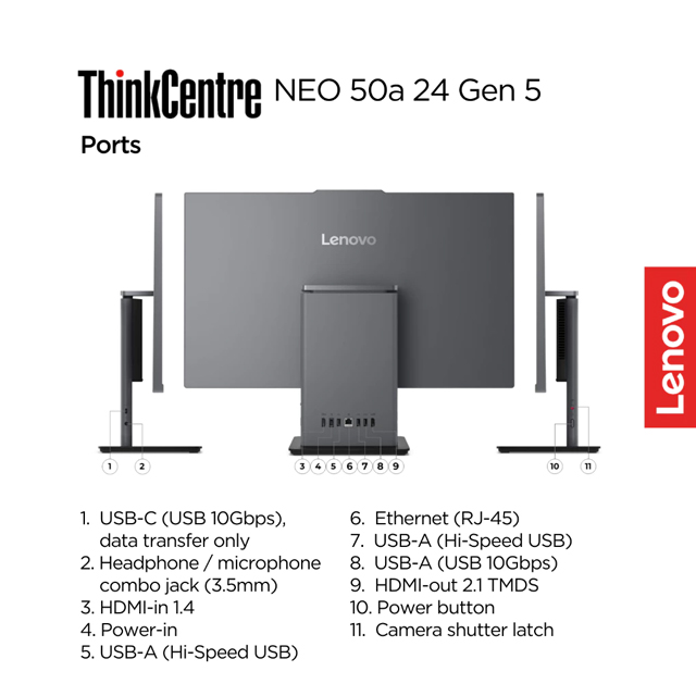 Lenovo PC Lenovo AIO ThinkCentre neo 50a 24 - 12SCA0KJID /Intel Core i7-13620H/8GB/512GB SSD/Intel UHD Graphics/23.8" FHD/...