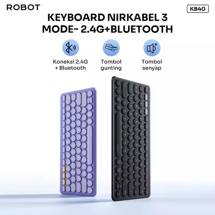 Robot Robot Keyboard KB40 Wireless Bluetooth Portable Easy Switch Multi-Device Blue Harga Rp 319.000 Toko Medan