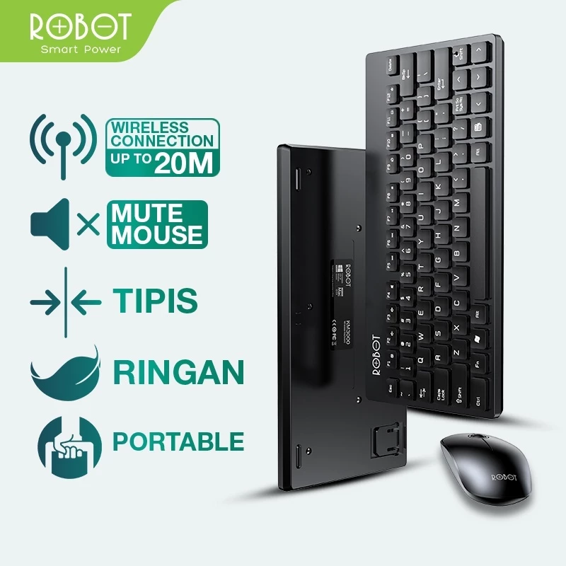 Robot Robot Keyboard & Mouse KM3000 Wireless Combo Portable Harga Rp 219.000 Toko Medan