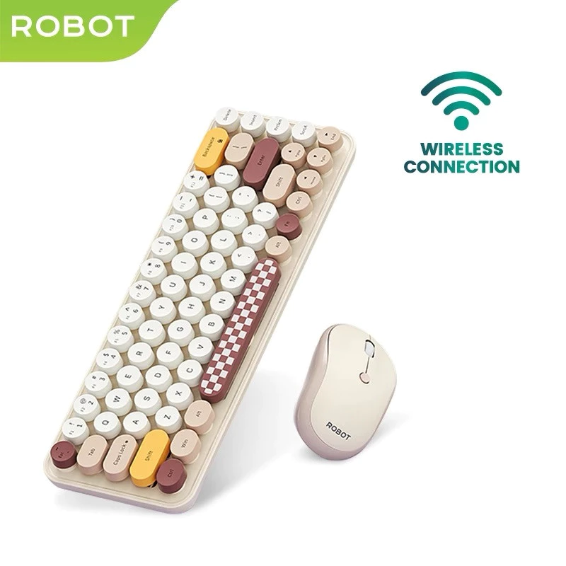 Robot Robot Keyboard & Mouse KM3600 Wireless Combo Set 2.4G Pastel Colorful Harga Rp 285.000 Toko Medan