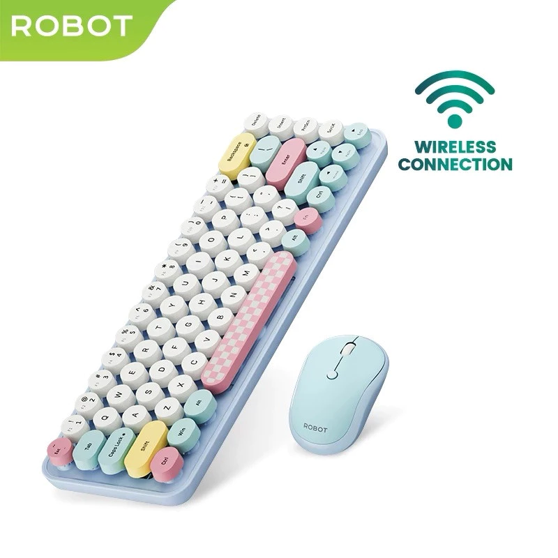 Robot Robot Keyboard & Mouse KM3600 Wireless Combo Set 2.4G Pastel Colorful Harga Rp 285.000 Toko Medan