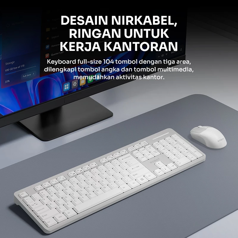 Robot Robot Keyboard & Mouse KM3800 Wireless Combo Silent Click Harga Rp 210.000 Toko Medan
