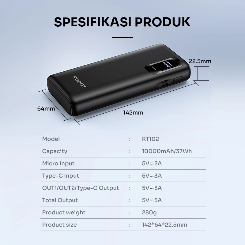 Robot Robot Powerbank RT102 10000mAh 3 Output 15W Fast Charging Harga Rp 179.000 Toko Medan