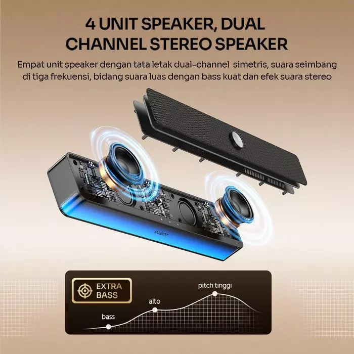 Robot Robot Speaker RB280 Bluetooth 6.0 Soundbar RGB Light Blue Harga Rp 369.000 Toko Medan