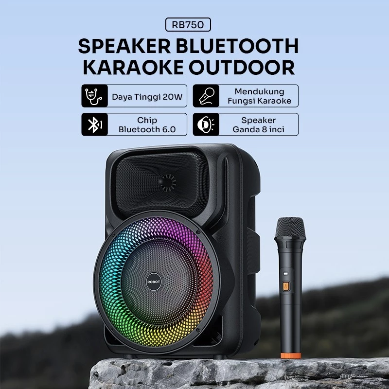 Robot Robot Speaker RB750 Karaoke Bluetooth 6.0 Speaker Ganda Blue Harga Rp 699.000 Toko Medan
