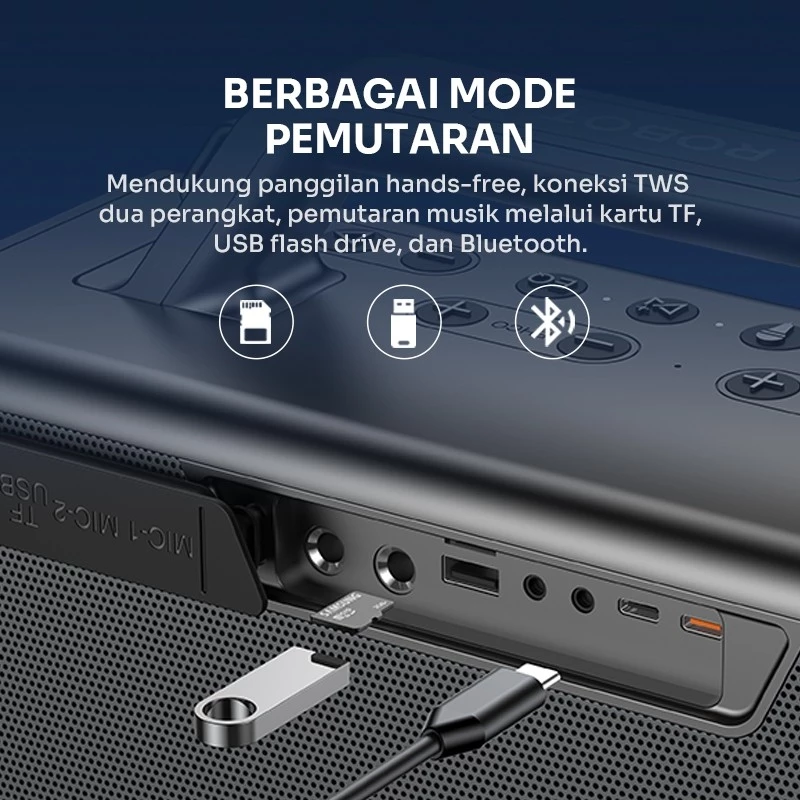 Robot Robot Speaker RB90 Karaoke Bluetooth RGB IPX6 100W Powerfull Bass Blue Harga Rp 2.999.000 Toko Medan
