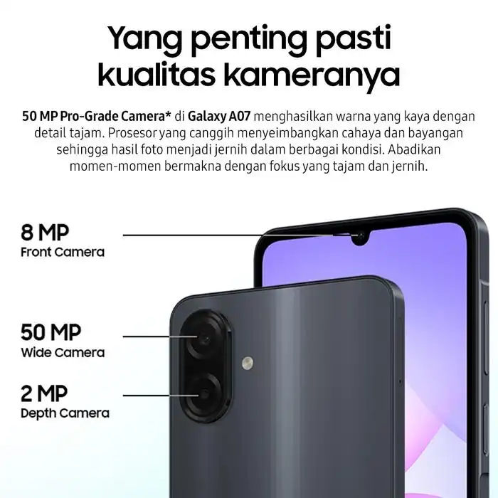 Samsung Samsung Galaxy A07 LTE 6GB-128GB | 8GB-256GB Garansi Resmi Harga Rp 1.960.000 Toko Medan