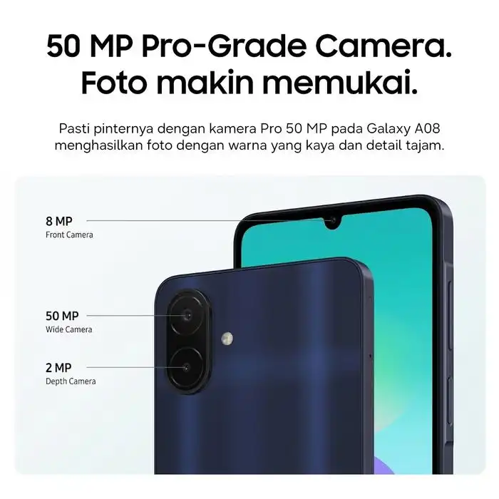 Samsung Samsung Galaxy A08 LTE 4GB/64GB | 4GB/128GB - Garansi Resmi Harga Rp 3.649.000 Toko Medan