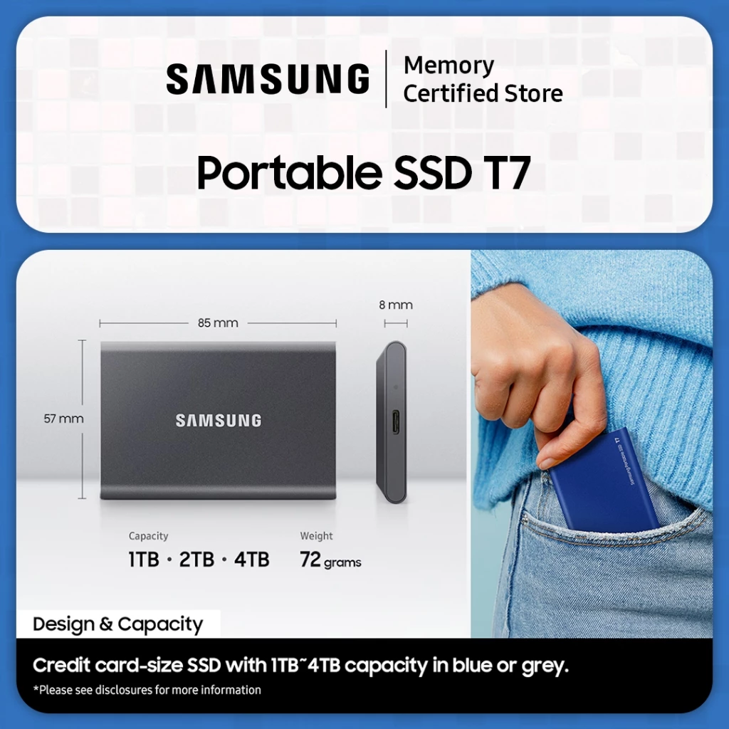 Samsung Samsung SSD External T7 Portable USB 3.2 - 2TB Harga Rp 7.200.000 Toko Medan