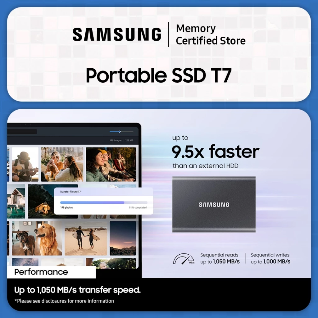 Samsung Samsung SSD External T7 Portable USB 3.2 - 2TB Harga Rp 7.200.000 Toko Medan