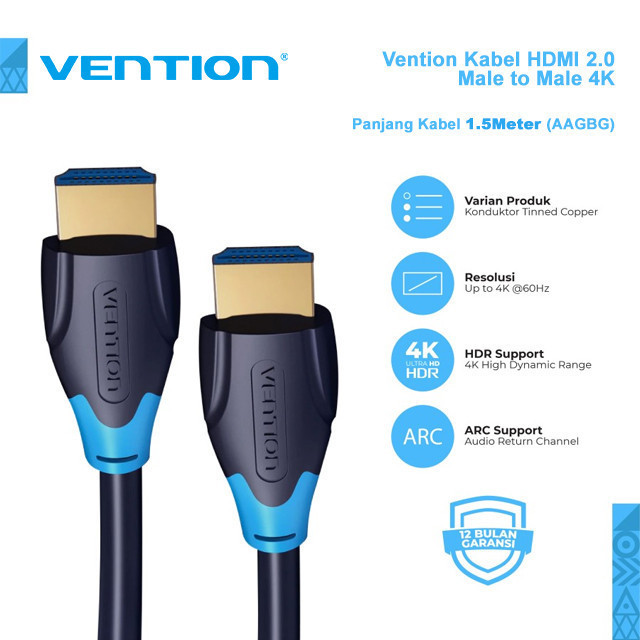 Vention Vention AAG Kabel HDMI 2.0 HD 4K Male to Male Harga Rp 45.000 Toko Medan