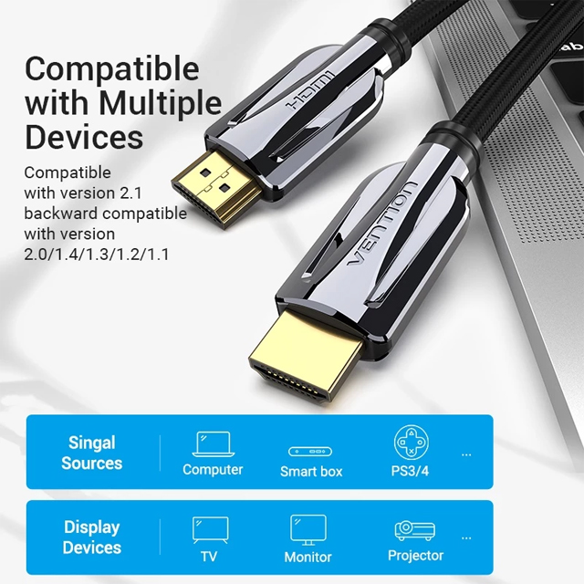 Vention Vention AAL Kabel HDMI Male to Male 8K UHD Braided - 1M Harga Rp 210.000 Toko Medan