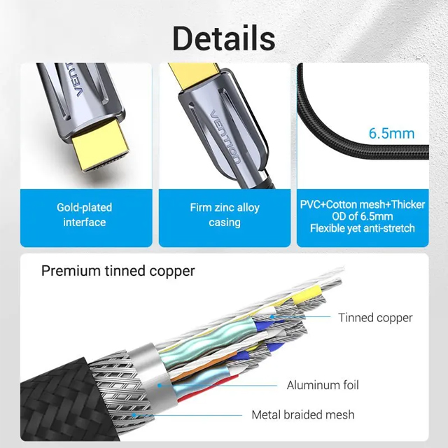 Vention Vention AAL Kabel HDMI Male to Male 8K UHD Braided - 1M Harga Rp 210.000 Toko Medan
