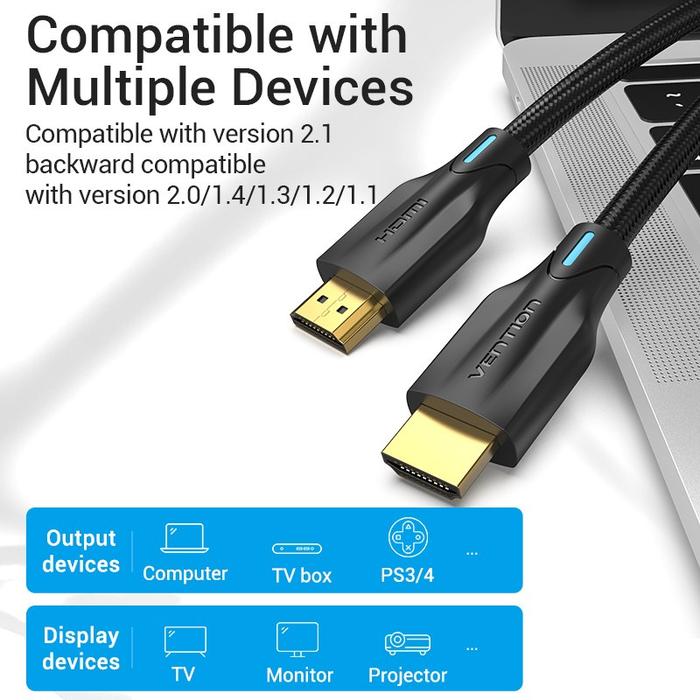 Vention Vention AAU Kabel HDMI Male to Male 8K Cotton Braided - 3M Harga Rp 190.000 Toko Medan